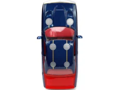 2015 Dodge Challenger SRT Hellcat Dark Blue Graphics Red Interior Thor Diecast Figure The Mighty Thor Marvel Series 1/24 Diecast Model Car Jada 32186