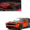 Dodge Challenger SRT Hellcat Orange Metallic and Black "Pink Slips" Series 1/18 Diecast Model Car by Jada
