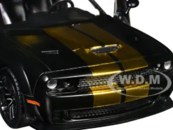2018 Dodge Challenger SRT Hellcat Widebody Matt Black with Gold Stripes and Graphics 