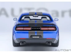 2022 Dodge Challenger SRT Jailbreak Indigo Blue Metallic with Carbon Stripes 1/18 Model Car by Autoart