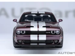 2022 Dodge Challenger SRT Jailbreak Hellraisin Purple with White Stripes 1/18 Model Car by Autoart