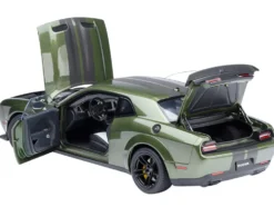 2022 Dodge Challenger SRT Jailbreak F8 Green with Carbon Stripes 1/18 Model Car by Autoart