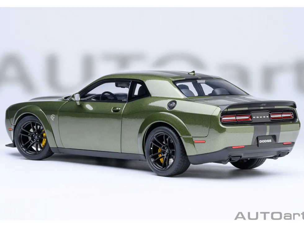 2022 Dodge Challenger SRT Jailbreak F8 Green with Carbon Stripes 1/18 Model Car by Autoart