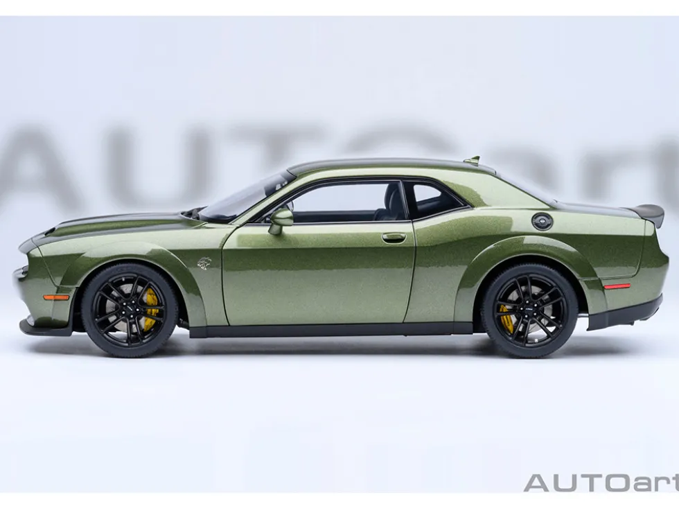 2022 Dodge Challenger SRT Jailbreak F8 Green with Carbon Stripes 1/18 Model Car by Autoart