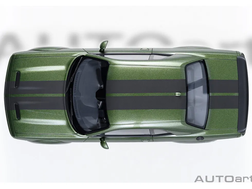 2022 Dodge Challenger SRT Jailbreak F8 Green with Carbon Stripes 1/18 Model Car by Autoart