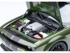 2022 Dodge Challenger SRT Jailbreak F8 Green with Carbon Stripes 1/18 Model Car by Autoart
