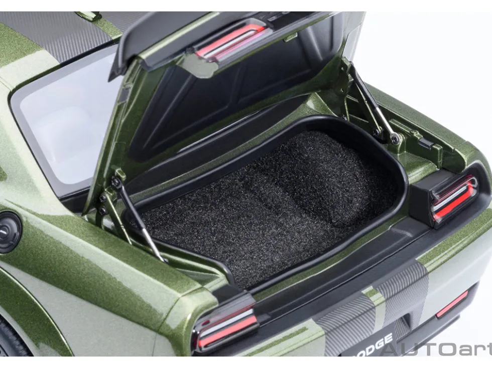 2022 Dodge Challenger SRT Jailbreak F8 Green with Carbon Stripes 1/18 Model Car by Autoart