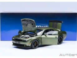 2022 Dodge Challenger SRT Jailbreak F8 Green with Carbon Stripes 1/18 Model Car by Autoart