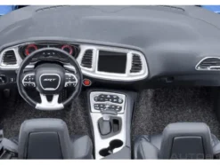 2023 Dodge Challenger SRT Super Stock Frostbite Blue Metallic with Carbon Stripes 1/18 Model Car by Autoart