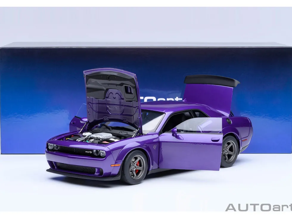 2023 Dodge Challenger SRT Super Stock Plum Crazy Purple 1/18 Model Car by Autoart