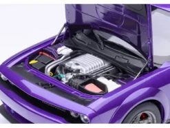 2023 Dodge Challenger SRT Super Stock Plum Crazy Purple 1/18 Model Car by Autoart
