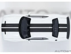 2023 Dodge Challenger SRT Super Stock Knuckle White with Carbon Stripes 1/18 Model Car by Autoart