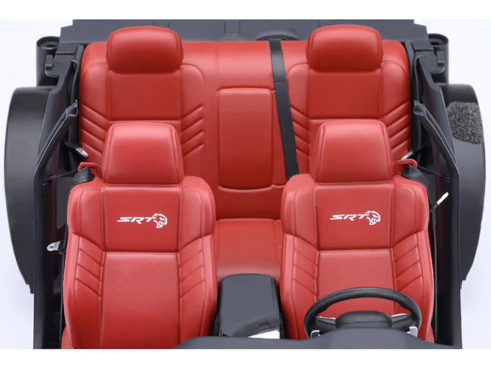 2023 Dodge Challenger SRT Super Stock Pitch Black with Red Interior 1/18 Model Car by Autoart