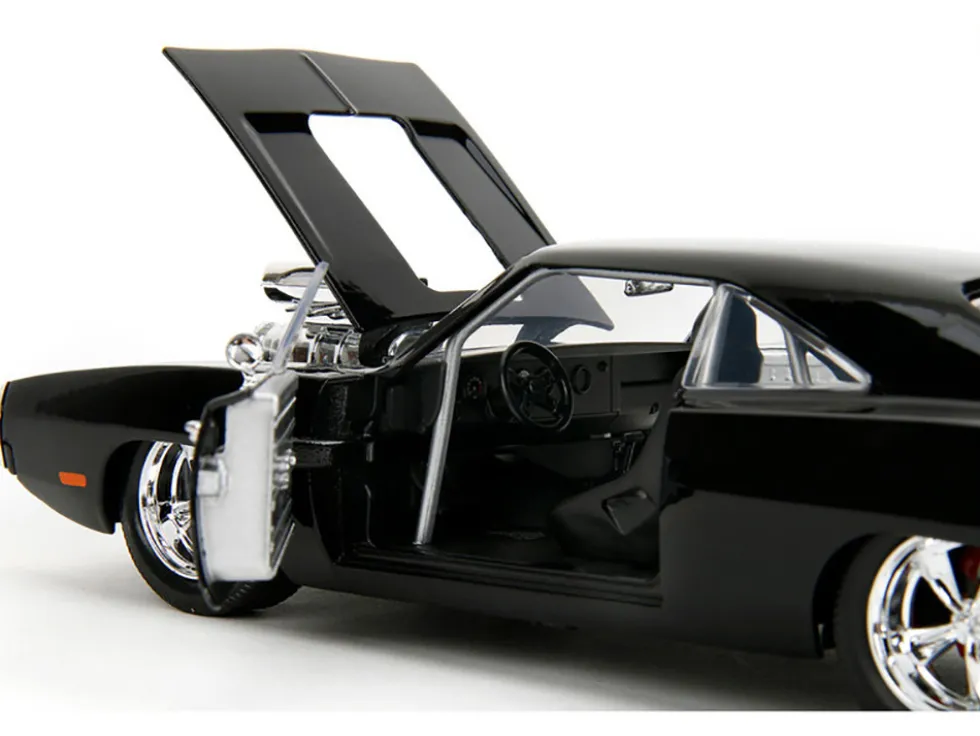 1970 Dodge Charger Black with Race Interior "The Fast and the Furious" (2001) Movie "25 Years of Fast & Furious" Series 1/24 Diecast Model Car by Jada