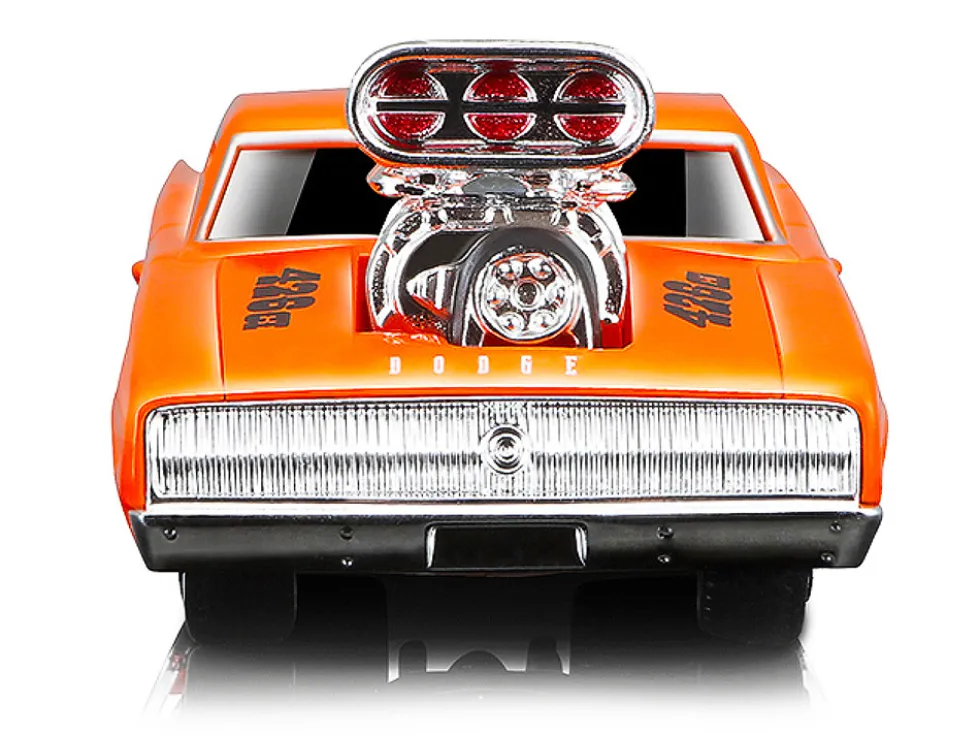 1966 Dodge Charger 426 C.I. Orange Blue Stripe 1/64 Diecast Model Car Muscle Machines 15542