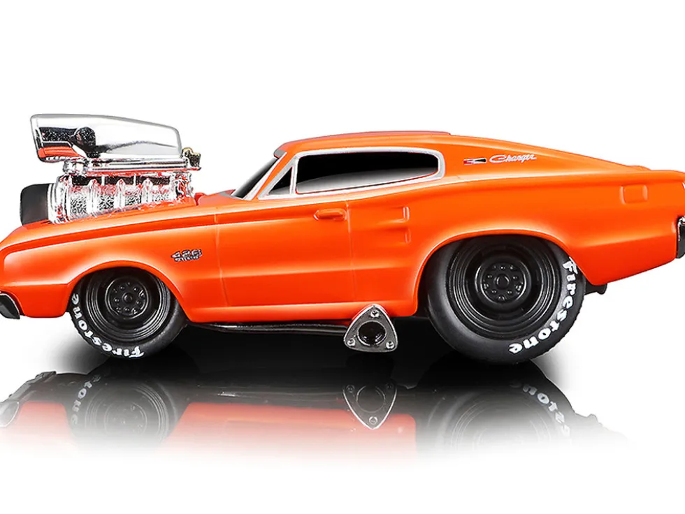 1966 Dodge Charger 426 C.I. Orange Blue Stripe 1/64 Diecast Model Car Muscle Machines 15542