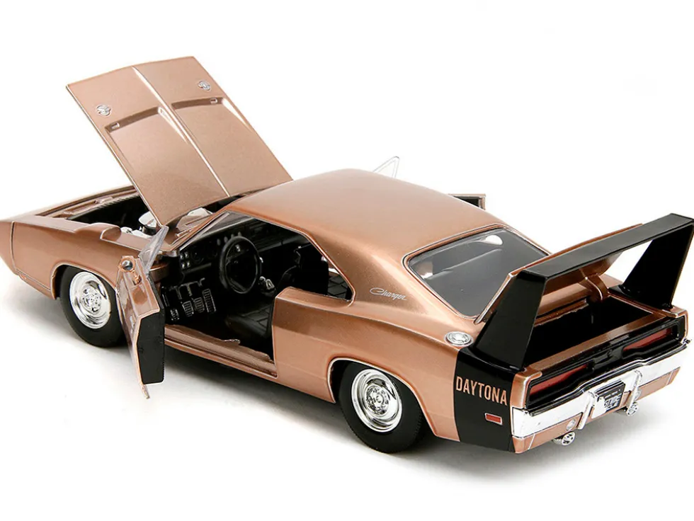 1969 Dodge Charger Daytona Bronze Metallic with Black Tail Stripe "Bigtime Muscle" Series 1/24 Diecast Model Car by Jada