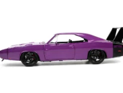 1969 Dodge Charger Daytona Purple Metallic with Black Tail Stripe Bigtime Muscle Series 1/24 Diecast Model Car Jada 34036
