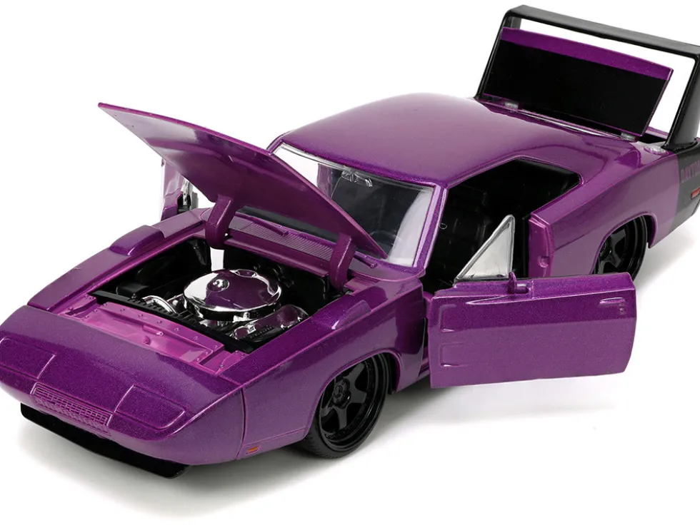 1969 Dodge Charger Daytona Purple Metallic with Black Tail Stripe Bigtime Muscle Series 1/24 Diecast Model Car Jada 34036