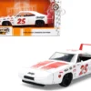 1969 Dodge Charger Daytona #25 White with Red Stripes "Bigtime Muscle" Series 1/24 Diecast Model Car by Jada