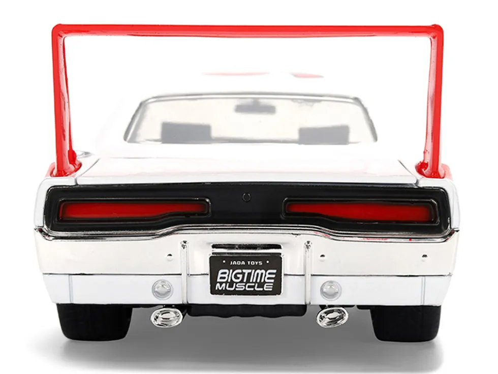 1969 Dodge Charger Daytona #25 White with Red Stripes "Bigtime Muscle" Series 1/24 Diecast Model Car by Jada
