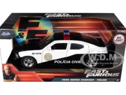 2006 Dodge Charger Police Black White Policia Civil Fast & Furious Series 1/24 Diecast Model Car Jada 33665