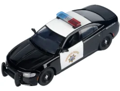2023 Dodge Charger Pursuit Police Car "California Highway Patrol (CHP)" Black and White with Flashing Light Bar and Front and Rear Lights and Sounds 1/24 Diecast Model Car by Motormax