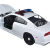 2011 Dodge Charger Pursuit Police Car White with Flashing Light Bar, Front and Rear Lights and 2 Sounds 1/24 Diecast Model Car Motormax 79532