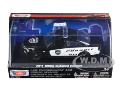2011 Dodge Charger Pursuit Police Car In Display Showcase 1/43 Diecast Model Car Motormax 79463