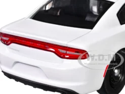 2023 Dodge Charger Pursuit Police Car Unmarked White with Flashing Light Bar, Front and Rear Lights and 2 Sounds 