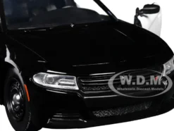 2023 Dodge Charger Pursuit Police Car Black and White with Flashing Light Bar, Front and Rear Lights and 2 Sounds 