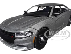2023 Dodge Charger Pursuit Police Car Gray Metallic "Custom Builder's Kit - Law Enforcement and Public Service" Series 1/24 Diecast Model Car by Motormax