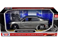 2023 Dodge Charger Pursuit Police Car Gray Metallic "Custom Builder's Kit - Law Enforcement and Public Service" Series 1/24 Diecast Model Car by Motormax