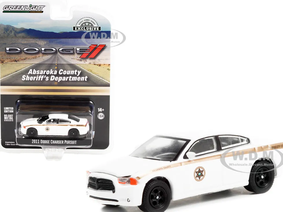 2011 Dodge Charger Pursuit White Absaroka County Sheriff's Department Hobby Exclusive 1/64 Diecast Model Car Greenlight 30334