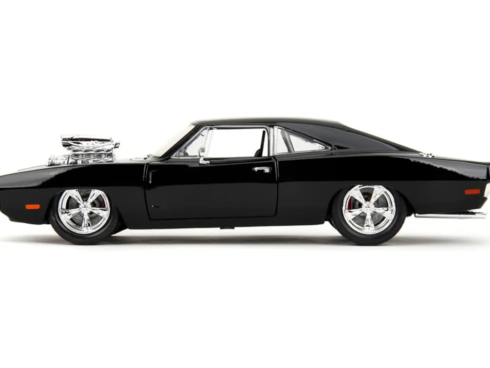Dodge Charger R/T Black with Dom Diecast Figure "Fast & Furious" (2009) Movie "Hollywood Rides" Series 1/24 Diecast Model Car by Jada