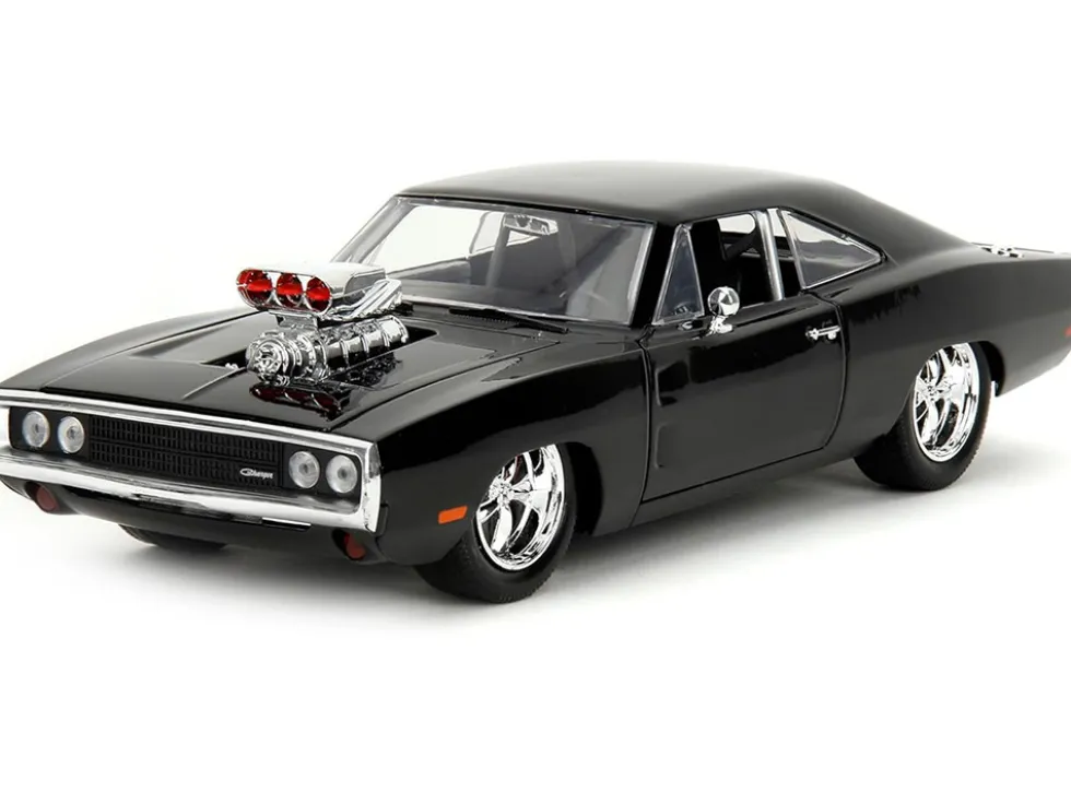 Dodge Charger R/T Black with Dom Diecast Figure "Fast & Furious" (2009) Movie "Hollywood Rides" Series 1/24 Diecast Model Car by Jada