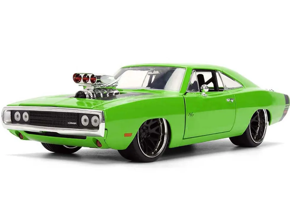 1970 Dodge Charger R/T Bright Green with Black Tail Stripe "Bigtime Muscle" Series 1/24 Diecast Model Car by Jada
