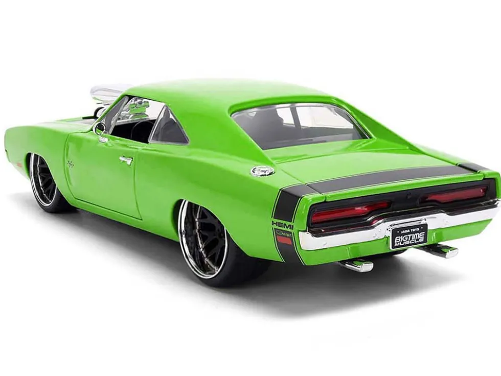 1970 Dodge Charger R/T Bright Green with Black Tail Stripe "Bigtime Muscle" Series 1/24 Diecast Model Car by Jada