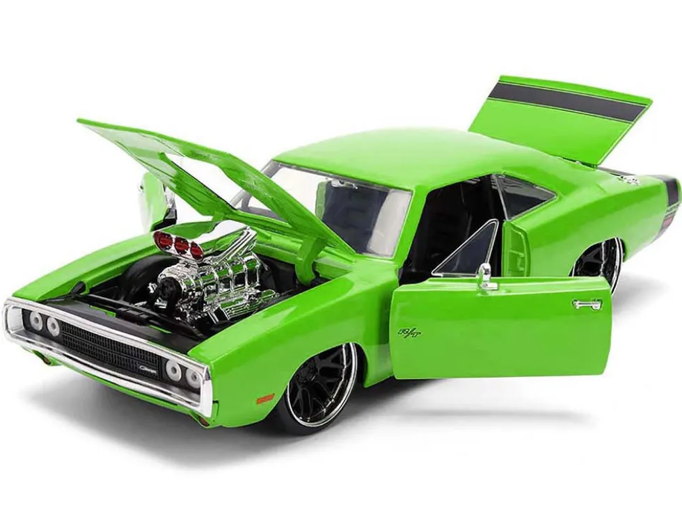 1970 Dodge Charger R/T Bright Green with Black Tail Stripe "Bigtime Muscle" Series 1/24 Diecast Model Car by Jada