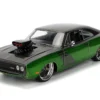 1970 Dodge Charger R/T Dark Gray Metallic and Green Metallic with Dark Gray Stripes "Bigtime Muscle" Series 1/24 Diecast Model Car by Jada