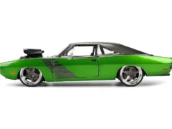 1970 Dodge Charger R/T Dark Gray Metallic and Green Metallic with Dark Gray Stripes