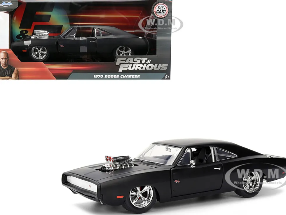 1970 Dodge Charger R/T Matt Black "Fast & Furious" (2009) Movie "Fast & Furious" Series 1/24 Diecast Model Car by Jada