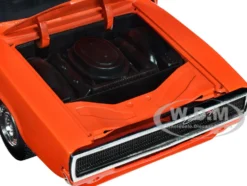1968 Dodge Charger R/T SRT Orange with White Stripes and Graphics Bigtime Muscle Series 1/24 Diecast Model Car Jada 34197
