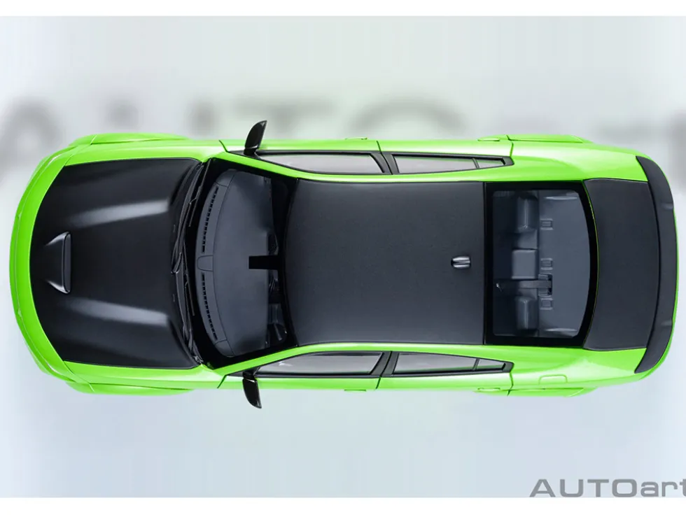 Dodge Charger Scat Pack Widebody Sublime Green with Matt Black Hood and Top 1/18 Model Car by Autoart