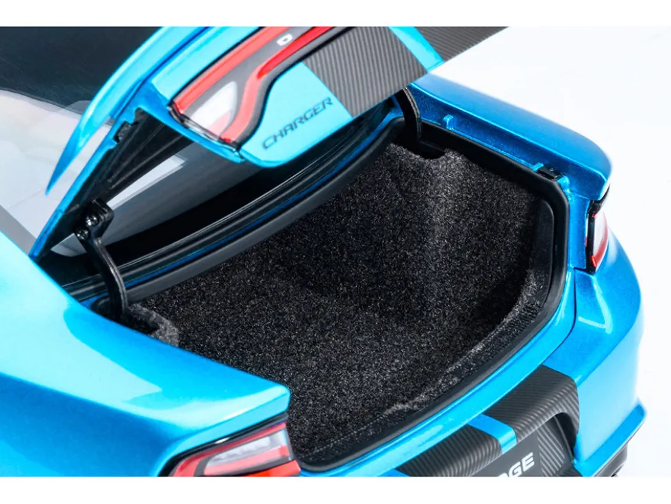 Dodge Charger SRT Hellcat Redeye B5 Blue Metallic with Carbon Stripes 1/18 Model Car by Autoart