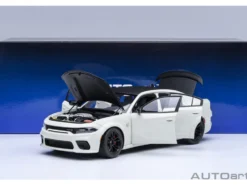 Dodge Charger SRT Hellcat Redeye Knuckle White with Matt Black Hood and Top 1/18 Model Car by Autoart