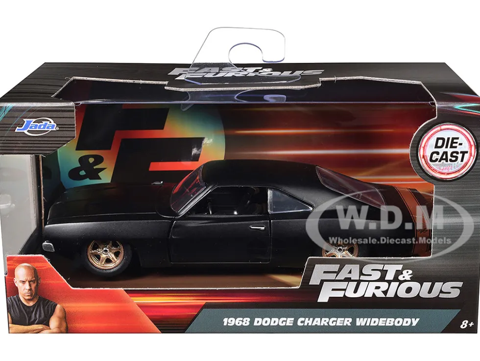 1968 Dodge Charger Widebody Matt Black with Bronze Tail Stripe "F9" (2021) Movie "Fast & Furious" Series 1/32 Diecast Model Car by Jada