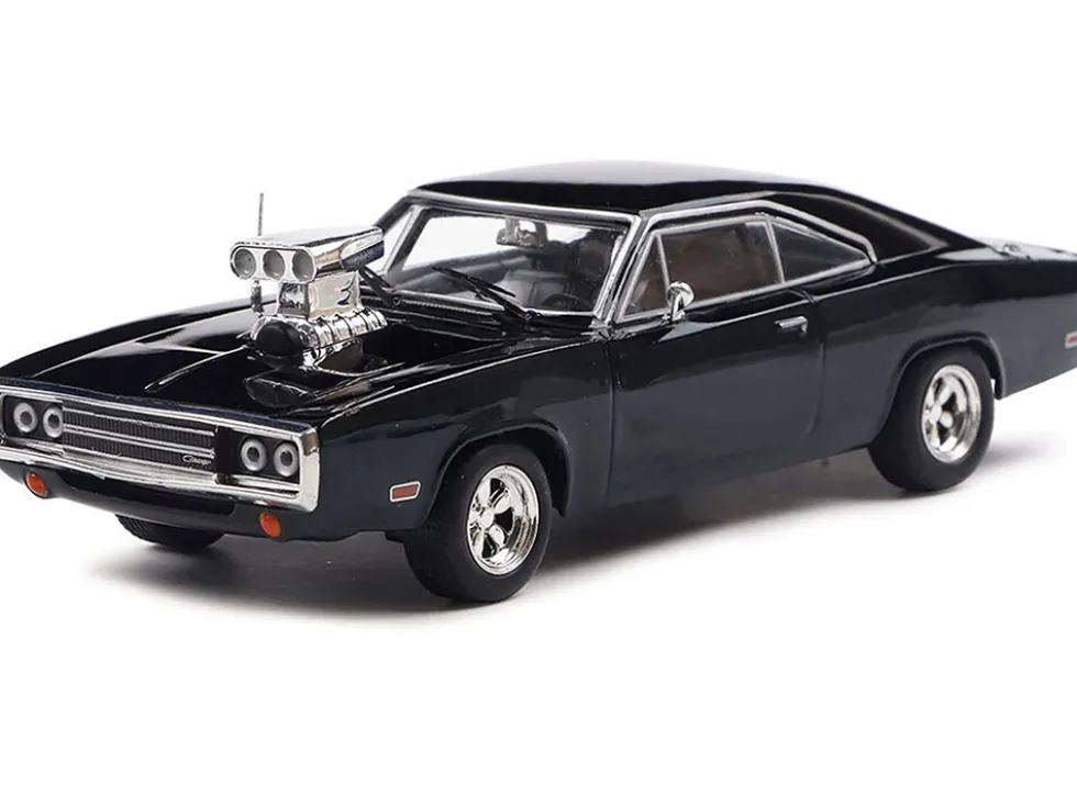 1970 Dodge Charger with Blown Engine Black 1/43 Diecast Model by IXO Models