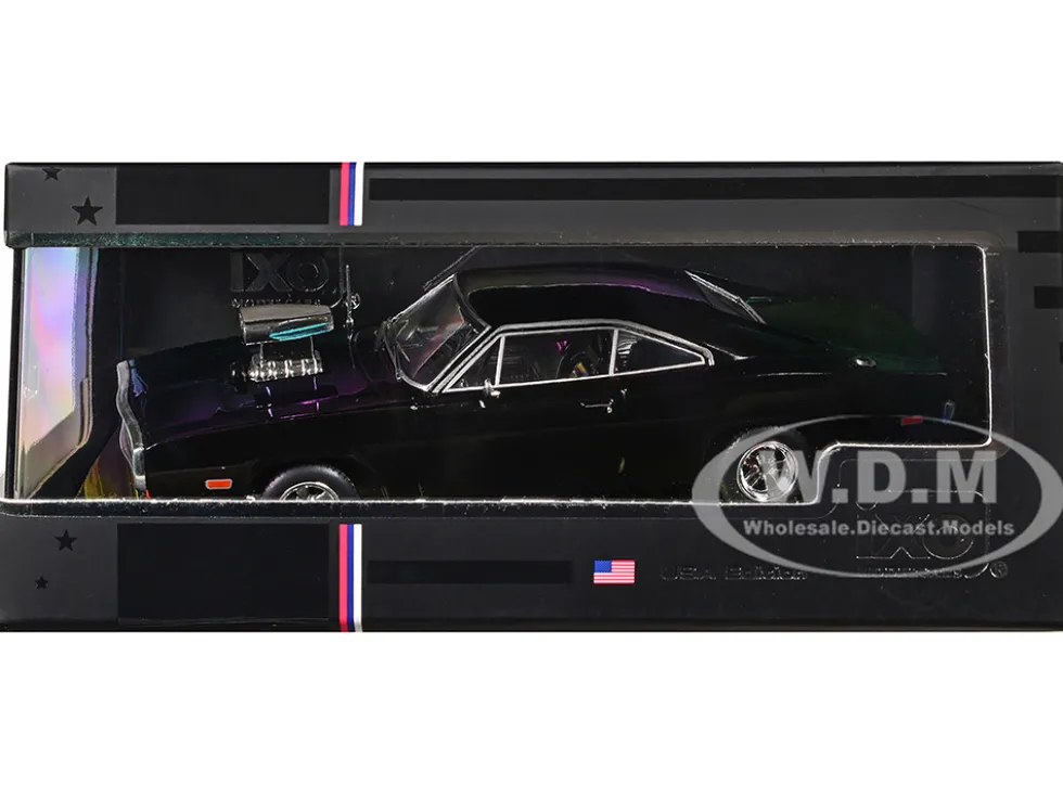 1970 Dodge Charger with Blown Engine Black 1/43 Diecast Model by IXO Models