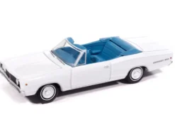 1968 Dodge Coronet 500 Convertible White with Blue Interior "Vintage Muscle" Series 1/64 Diecast Model Car by Auto World